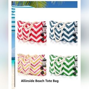 Allinside Wave-Striped Beach Bag for Women, Extra-Large Beach Tote Bag Waterproo